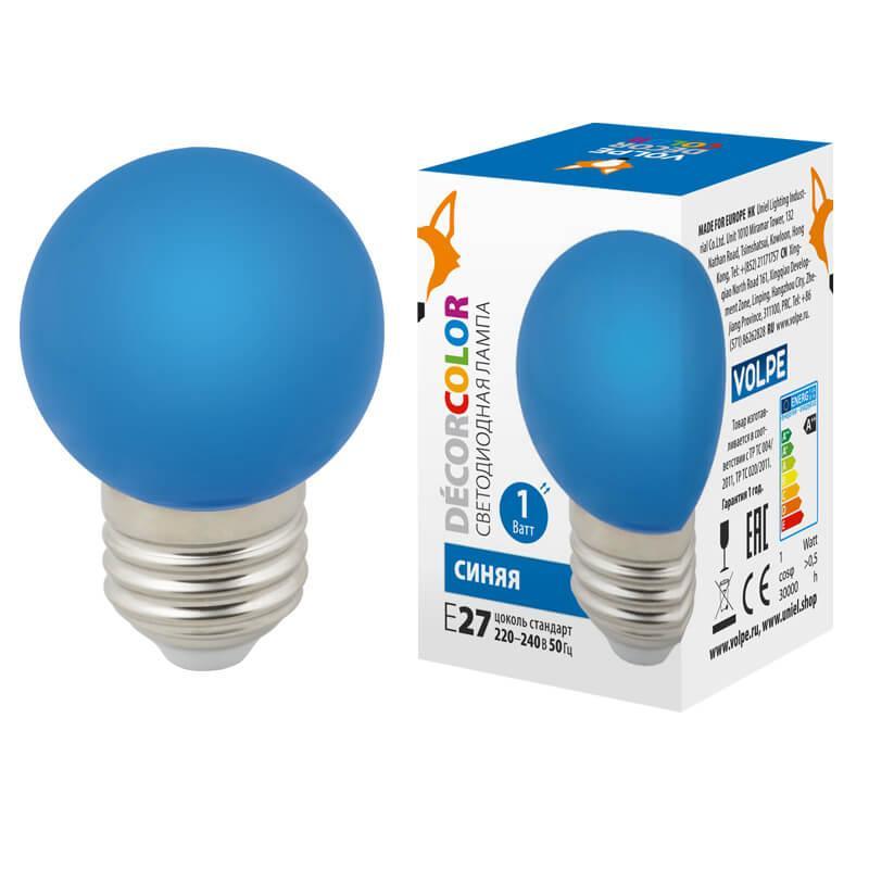   Volpe E27 1W  LED-G45-1W/BLUE/E27/FR/ UL-00005647