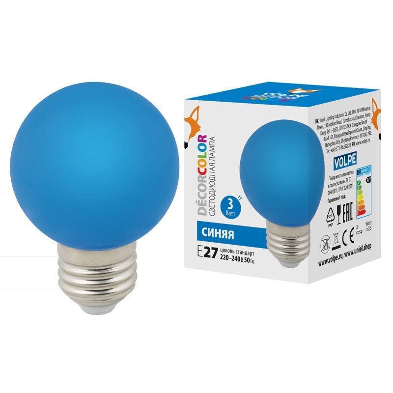   Volpe E27 3W  LED-G60-3W/Blue/E27/FR/ UL-00006957