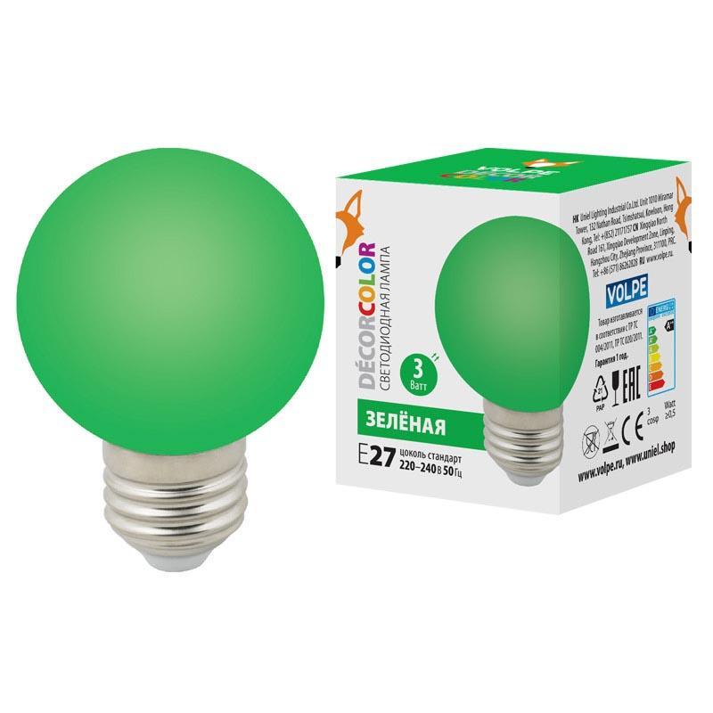   Volpe E27 3W  LED-G60-3W/Green/E27/FR/ UL-00006958