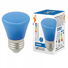 Лампа светодиодная Volpe E27 1W синяя LED-D45-1W/BLUE/E27/FR/С BELL UL-00005639