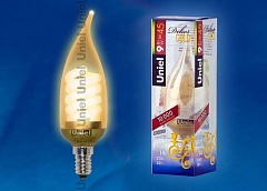 Лампа энергосберегающая Uniel E14 9W золото ESL-C21-W9/GOLD/E14 04417