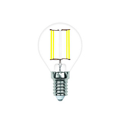 Лампа светодиодная филаментная Volpe E14 4W 3000K прозрачная LED-G45-4W/3000K/E14/CL/SLF UL-00008312